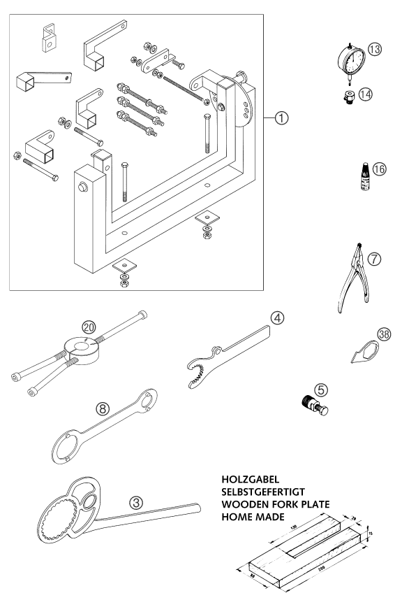 vue éclatée outils spéciaux moteur - ktm 200 exc eu 2004