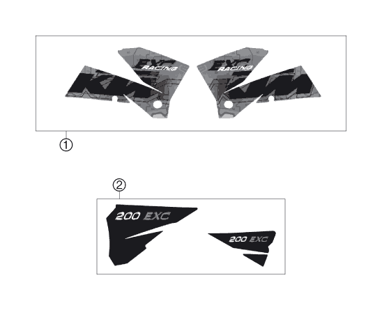 vue éclatée kit déco - ktm 200 exc eu 2006