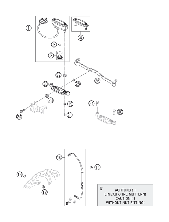 vue éclatée instruments / système de verrouillage - ktm 200 exc eu 2006
