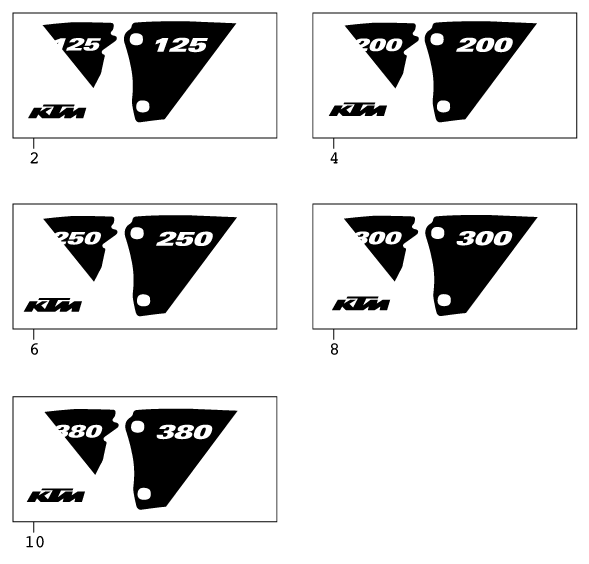 vue éclatée kit déco - ktm 200 exc au 2001