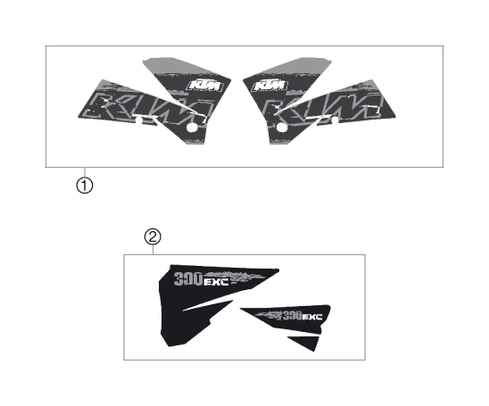 vue éclatée kit déco - ktm 300 exc au 2007