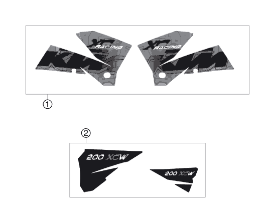 vue éclatée kit déco - ktm 200 xc-w za 2006