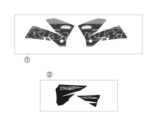 vue éclatée kit déco - ktm 200 xc-w za 2007