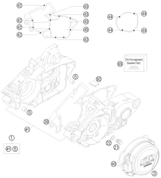 vue éclatée carter moteur - ktm 200 xc-w za 2008