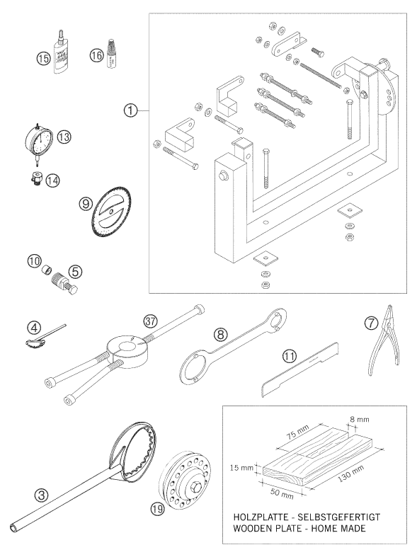 vue éclatée outils spéciaux moteur - ktm 250 exc six-days eu 2006