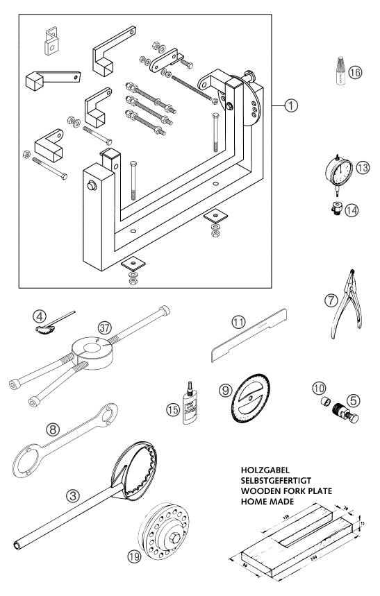 vue éclatée outils spéciaux moteur - ktm 250 exc gb 2004