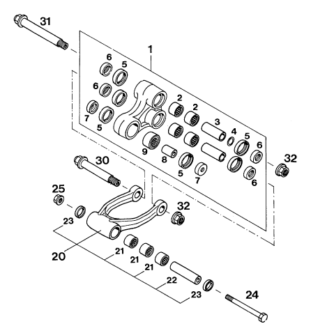 vue éclatée articulation de l'amortisseur pro lever - ktm 250 egs m/ö 12kw eu 1994