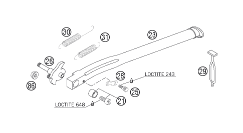 vue éclatée béquille latérale / béquille centrale - ktm 250 exc au 2007