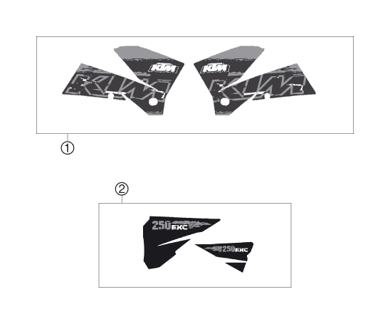 vue éclatée kit déco - ktm 250 exc au 2007