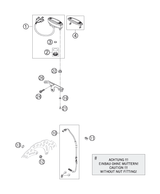 vue éclatée instruments / système de verrouillage - ktm 250 xc-w za 2006