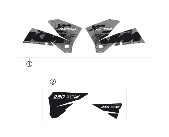 vue éclatée kit déco - ktm 250 xc-w za 2006