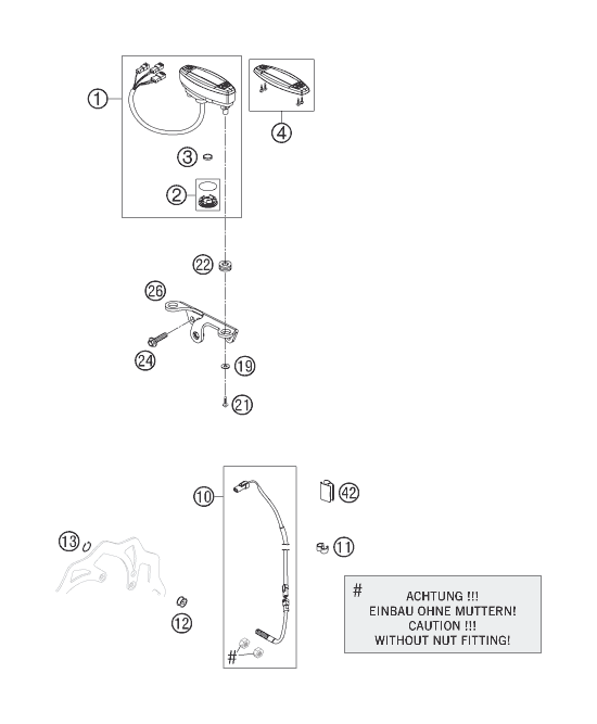 vue éclatée instruments / système de verrouillage - ktm 300 xc-w za 2007