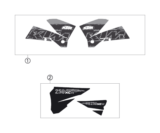 vue éclatée kit déco - ktm 250 xc-w za 2007