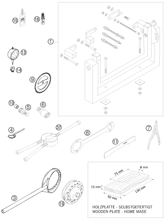 vue éclatée outils spéciaux moteur - ktm 250 xc-w za 2009
