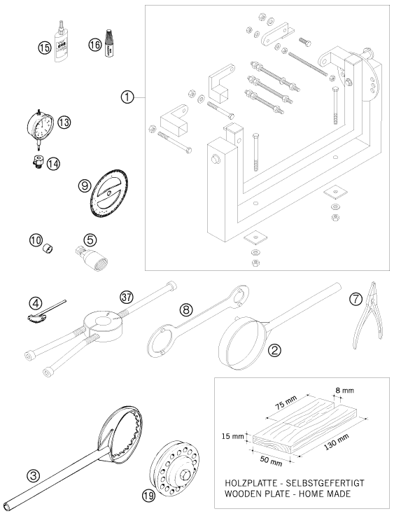 vue éclatée outils spéciaux moteur - ktm 300 xc-w za 2009