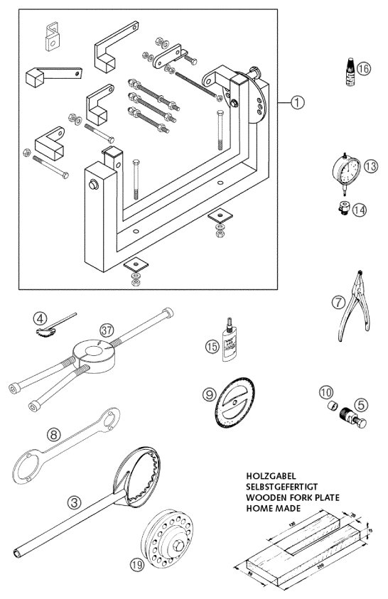 vue éclatée outils spéciaux moteur - ktm 300 exc eu 2003