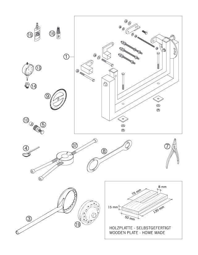 vue éclatée outils spéciaux moteur - ktm 300 exc eu 2007