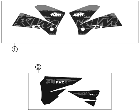 vue éclatée kit déco - ktm 300 exc-e eu 2007