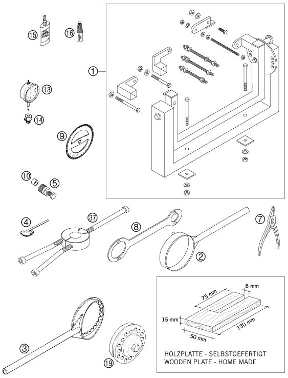 vue éclatée outils spéciaux moteur - ktm 300 exc-e eu 2007