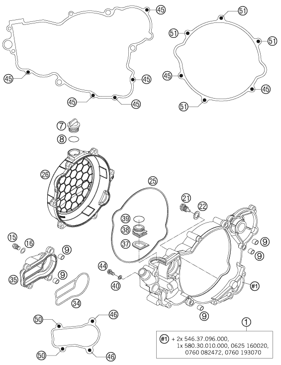 vue éclatée couvercle d’embrayage - ktm 300 exc-e eu 2007
