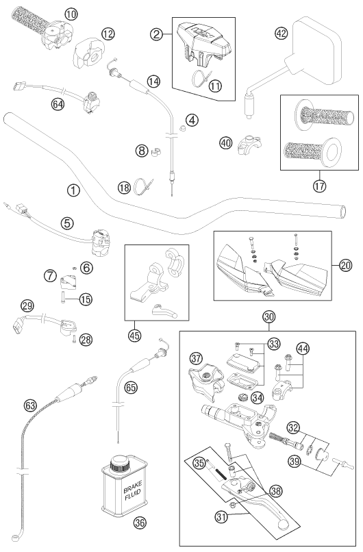 vue éclatée guidon, armatures - ktm 300 exc-e six-days eu 2011