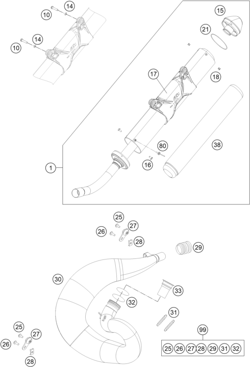vue éclatée guidon, armatures - ktm 300 exc factory edit. eu 2011