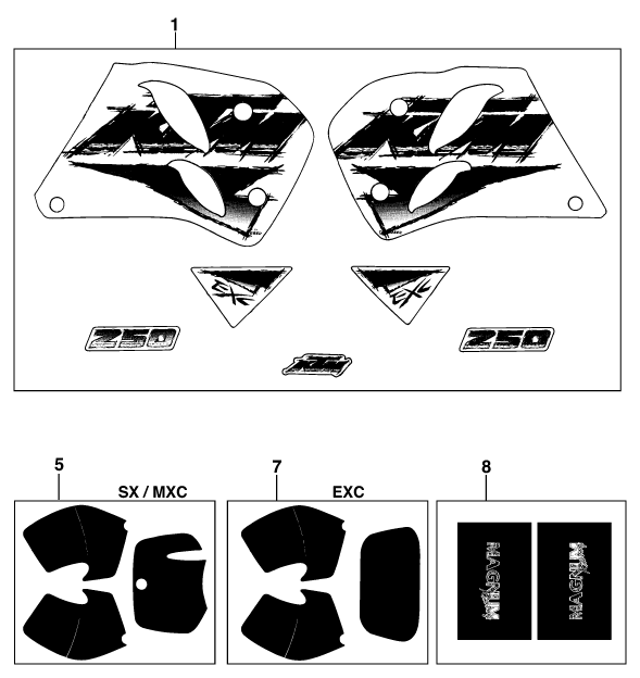 vue éclatée kit déco - ktm 360 egs m/ö 17,5kw fr 1996