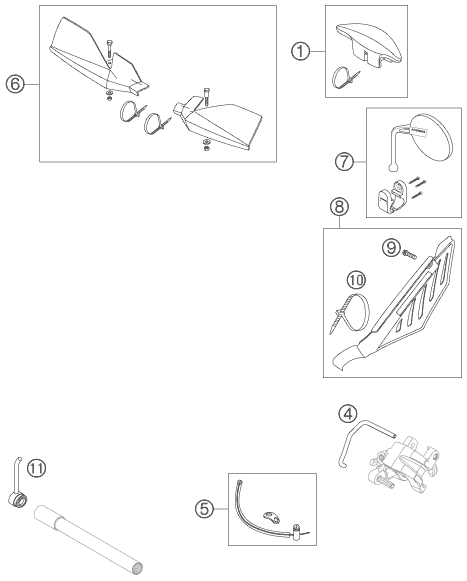 vue éclatée accessoires - ktm 250 exc-f six days eu 2007
