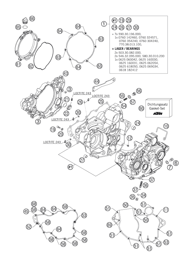 vue éclatée carter moteur - ktm 250 exc-f eu 2007