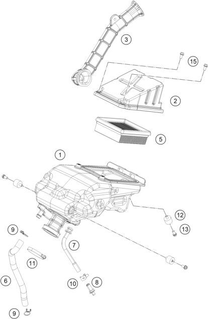 vue éclatée filtre à air - ktm 125 duke eu 2011