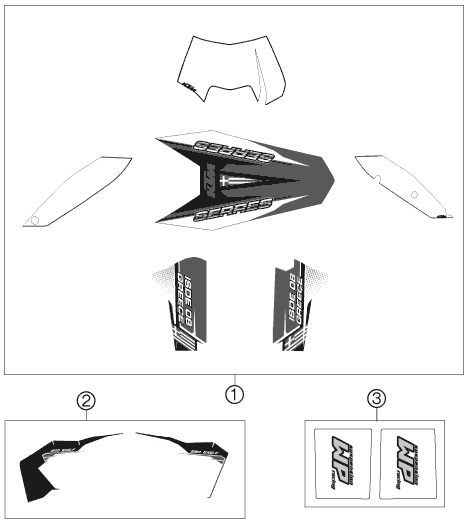 vue éclatée kit déco - ktm 250 exc-f six days eu 2009