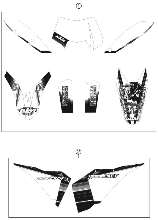 vue éclatée kit déco - ktm 250 exc-f six days eu 2011
