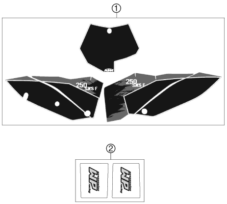 vue éclatée kit déco - ktm 250 sxs-f eu 2007