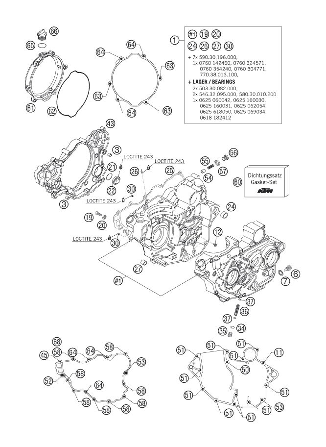 vue éclatée carter moteur - ktm 250 sxs-f eu 2007