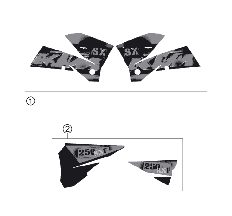 vue éclatée kit déco - ktm 250 sx-f eu 2006