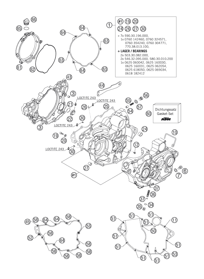 vue éclatée carter moteur - ktm 250 sx-f eu 2006