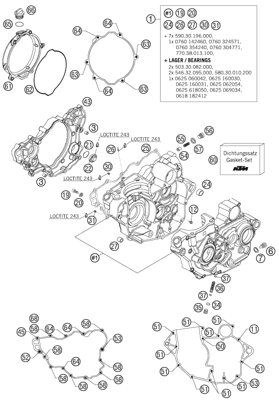 vue éclatée carter moteur - ktm 250 sx-f eu 2008