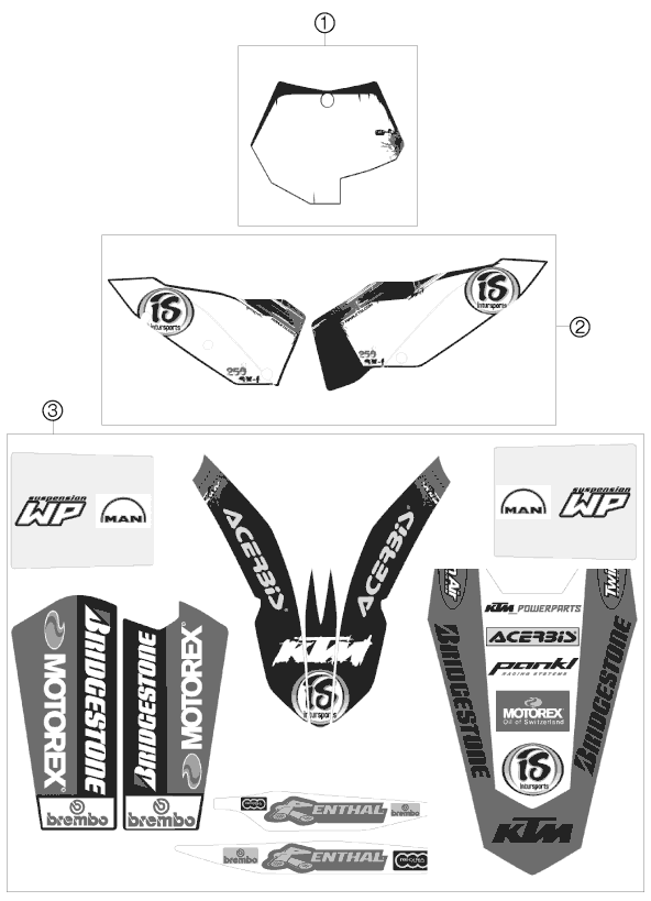 vue éclatée kit déco - ktm 250 sx-f eu 2009