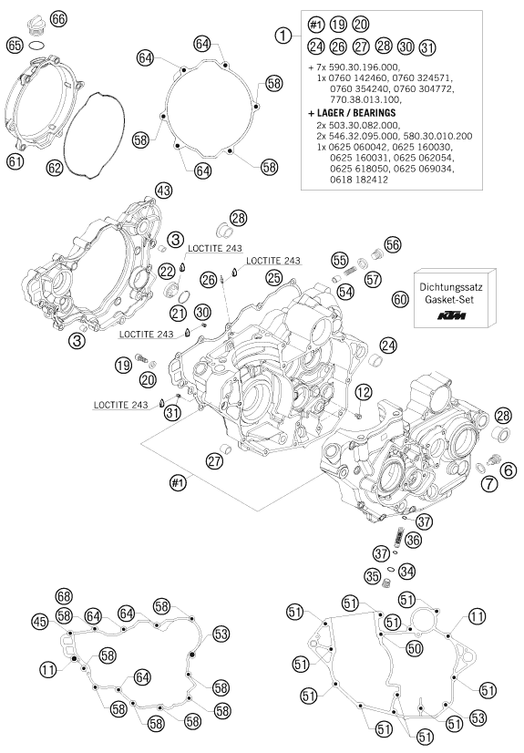 vue éclatée carter moteur - ktm 250 sx-f eu 2009