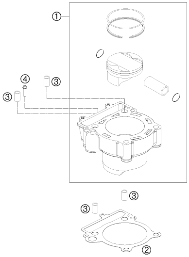 vue éclatée cylindre - ktm 250 sx-f roczen replica 12 eu 2012