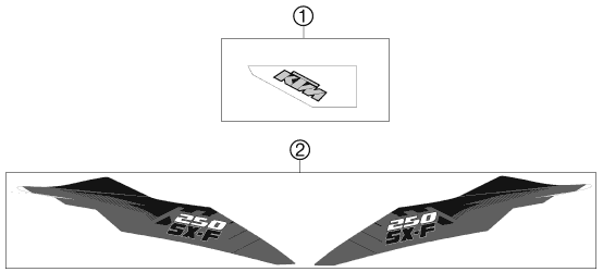 vue éclatée kit déco - ktm 250 sx-f eu 2012