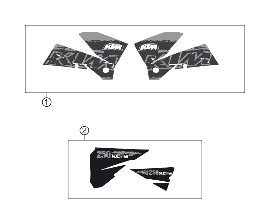 vue éclatée kit déco - ktm 250 xcf-w za 2007