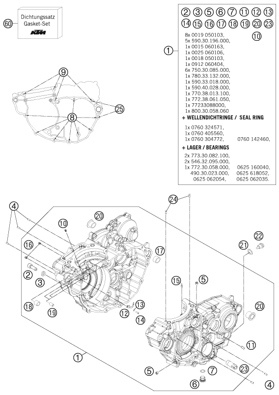 vue éclatée carter moteur - ktm 350 sx-f eu 2011
