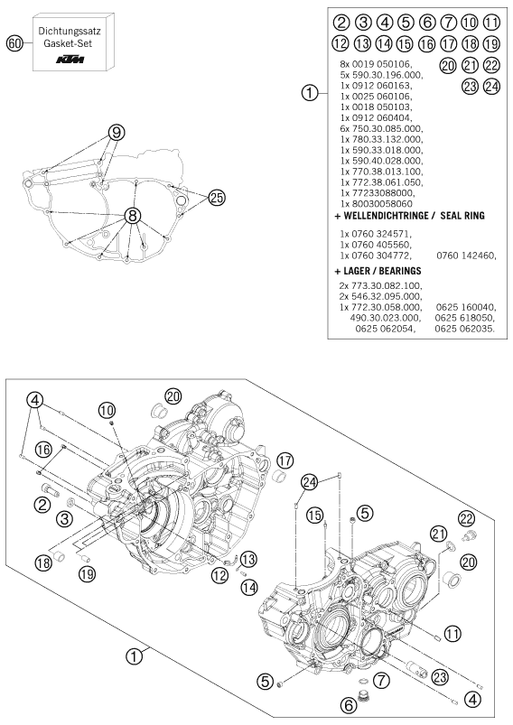 vue éclatée carter moteur - ktm 350 sx-f cairoli replica 12 eu 2012