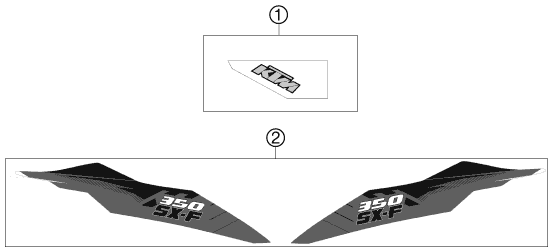 vue éclatée kit déco - ktm 350 sx-f eu 2012