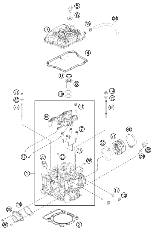 vue éclatée culasse - ktm 350 sx-f eu 2012