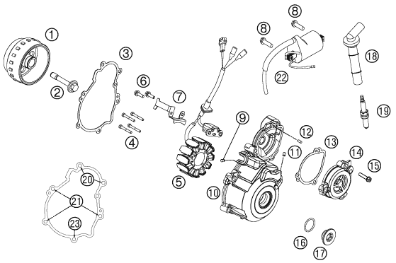 vue éclatée système de allumage - ktm 350 sx-f eu 2012