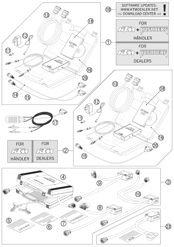 vue éclatée outil de diagnostic - ktm 350 sx-f eu 2012