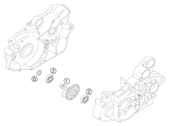 vue éclatée arbre d'équilibrage - ktm 250 exc racing au 2002