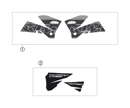 vue éclatée kit déco - ktm 250 exc-f au 2007